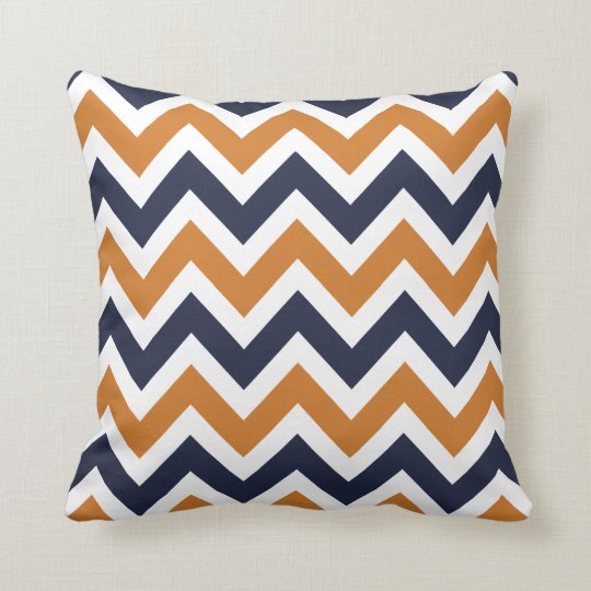 Burnt Orange and Navy Chevron Throw Pillow | Zazzle.com