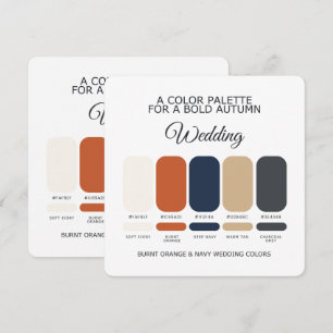 Burnt Orange and Navy Wedding Color Palette Card