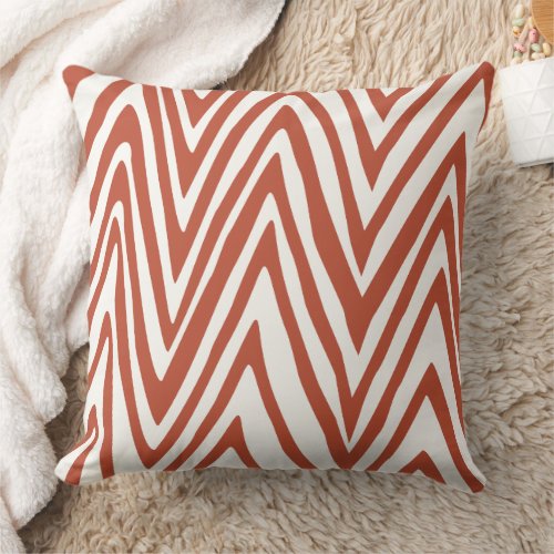 Burnt Orange and Off White Zebra Design Pillow