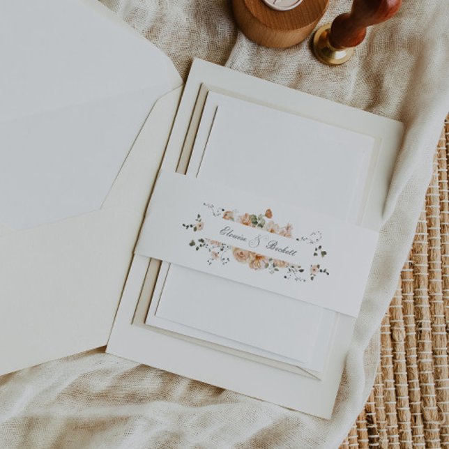 Burnt Orange and Sage Green Floral Garden  Invitation Belly Band (Creator Uploaded)