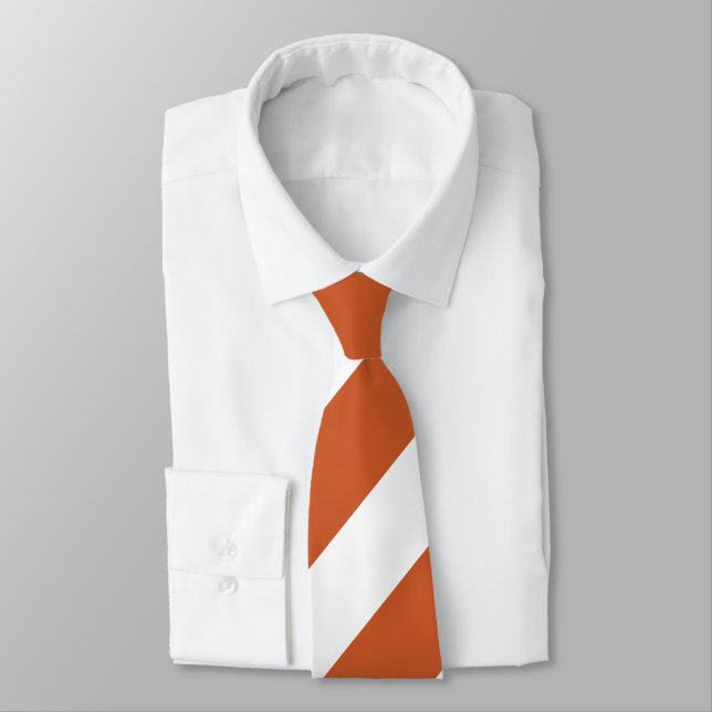 Burnt Orange and White Broad Regimental Stripe Tie (Tied)