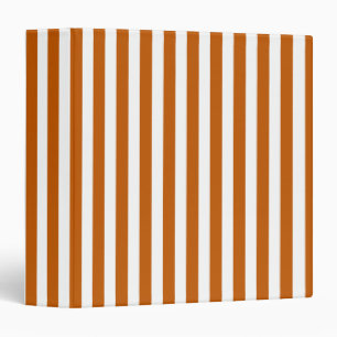 Burnt orange and white candy stripes 3 ring binder