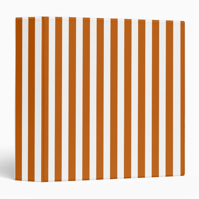 Burnt orange and white candy stripes 3 ring binder (Front/Spine)