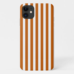 Burnt orange and white candy stripes iPhone 11 case