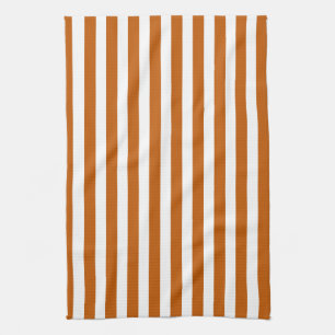Burnt orange and white candy stripes kitchen towel