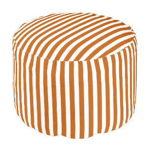Burnt orange and white candy stripes pouf
