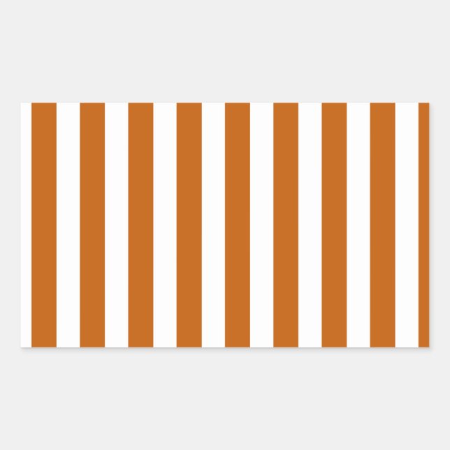 Burnt orange and white candy stripes rectangular sticker (Front)