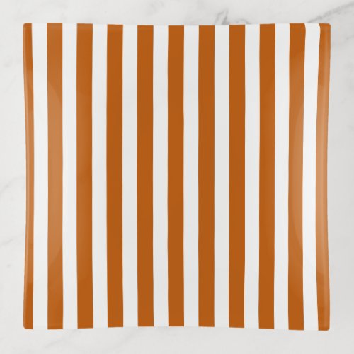 Burnt orange and white candy stripes trinket tray