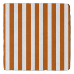 Burnt orange and white candy stripes trivet