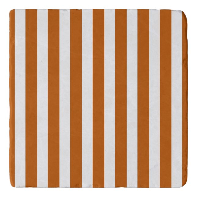 Burnt orange and white candy stripes trivet (Front)
