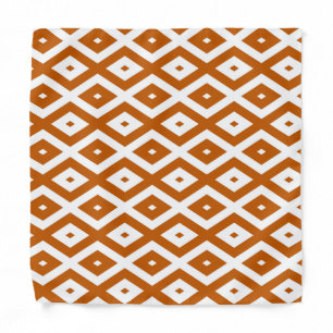 Burnt orange and white diamond pattern bandana