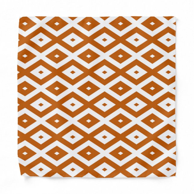 Burnt orange and white diamond pattern bandana (Front)
