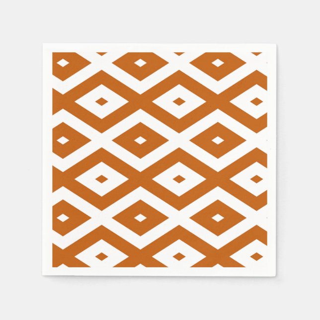 Burnt orange and white diamond pattern napkins (Front)