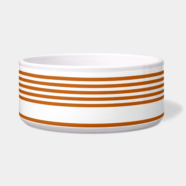 Burnt orange and white five stripe pattern bowl (Front)