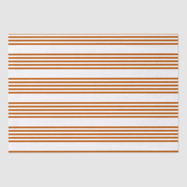 Burnt orange and white five stripe pattern tissue paper (Front)