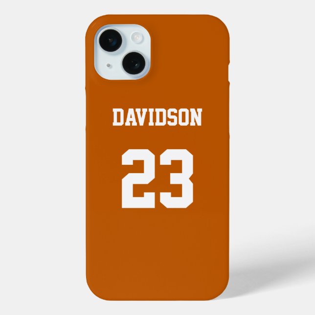 Burnt Orange and White Jersey Name Number Case-Mate iPhone Case (Back)