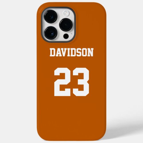 Burnt Orange and White Jersey Name Number Case_Mate iPhone 14 Pro Max Case
