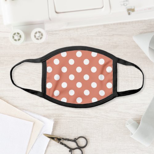 Burnt Orange and White Large Polka Dot Pattern Face Mask