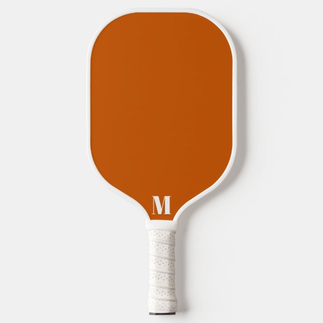 Burnt Orange and White Modern Monogram Pickleball Paddle (Front)