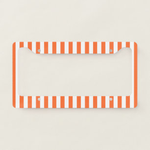 Burnt Orange and White Vertical Stripes License Plate Frame