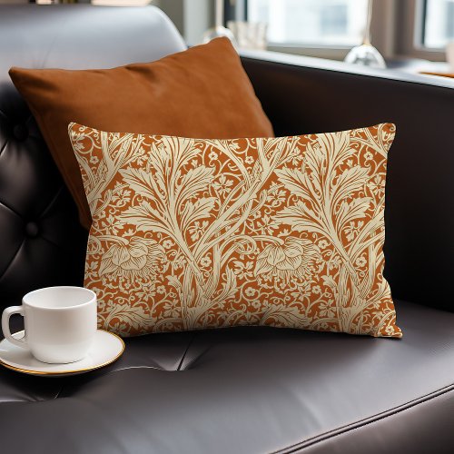 Burnt Orange Arcadia William Morris Hawthorn Lumbar Pillow