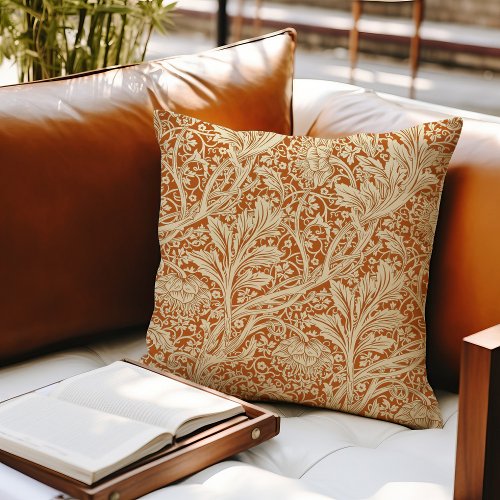 Burnt Orange Arcadia William Morris Hawthorn Throw Pillow