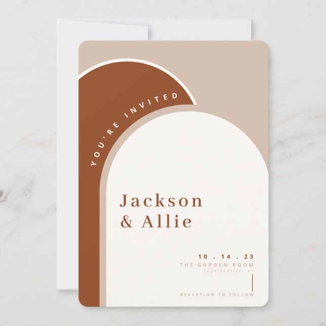 Burnt Orange Arch Boho Minimalist Wedding Invitati Invitation (Front)