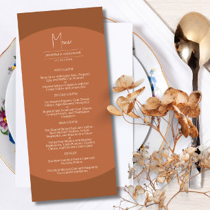 Burnt Orange Arch Minimalist Fall Wedding Menu