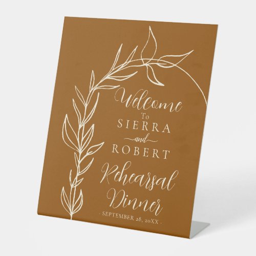 Burnt Orange Arch Rehearsal Dinner Welcome  Pedestal Sign