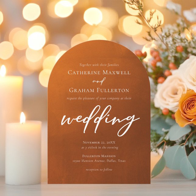 Burnt Orange Arch Rustic Bohemian Wedding Invitation (Creator Uploaded)