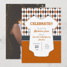 Burnt Orange Argyle Pattern Baby Photo