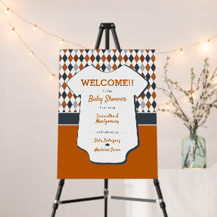 Burnt Orange Argyle Pattern Baby Shower Foam Board