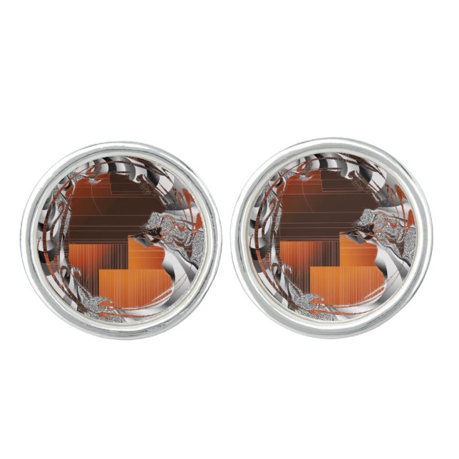 Burnt Orange Art Deco Cufflinks (Front)