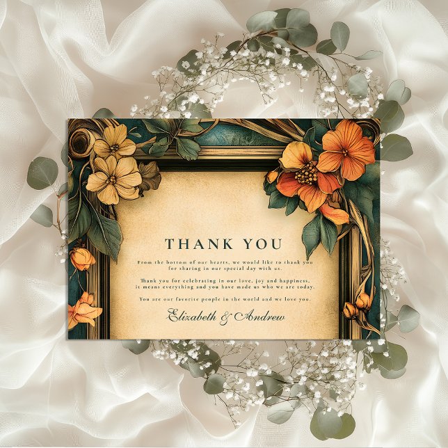 Burnt Orange Art Nouveau Wedding Thank You Card (Creator Uploaded)