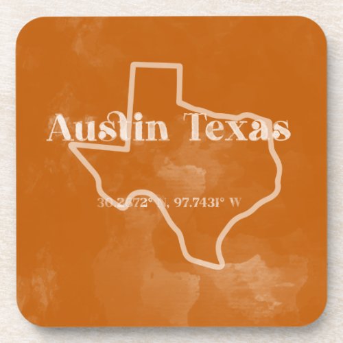 Burnt Orange Austin Texas Coaster Set 6