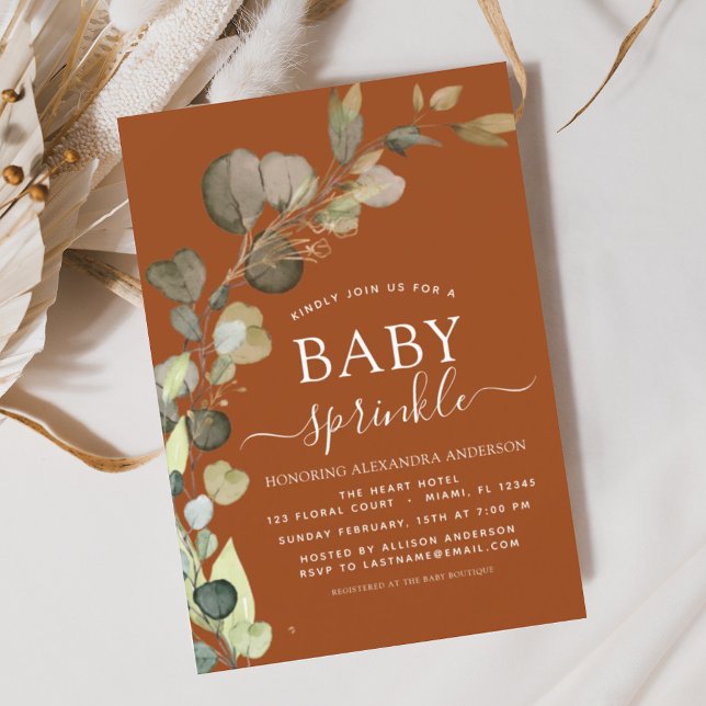 Burnt Orange Baby Sprinkle Shower Invitation Flyer (Creator Uploaded)