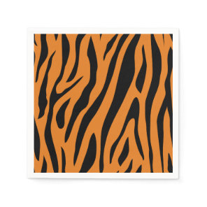 Burnt Orange& Black Tiger Stripes Animal Print  Napkins