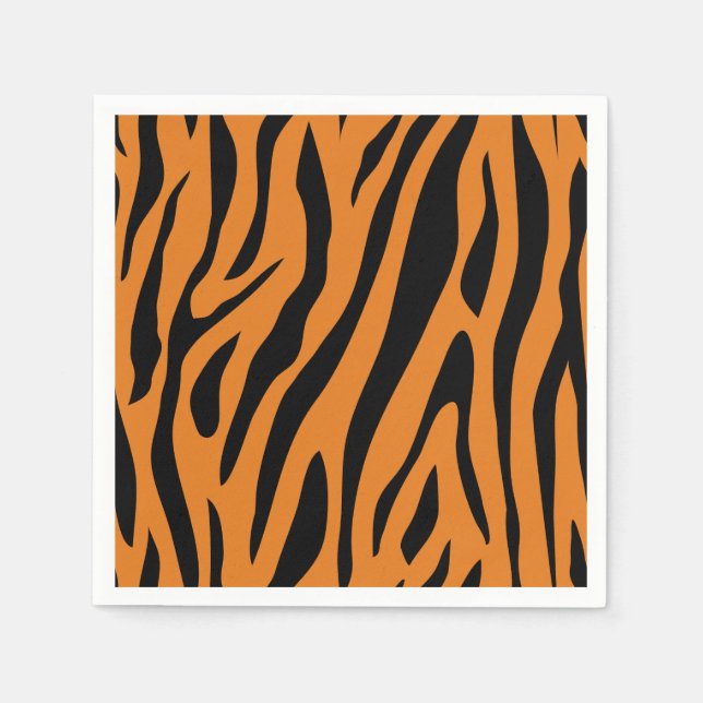 Burnt Orange& Black Tiger Stripes Animal Print  Napkins (Front)
