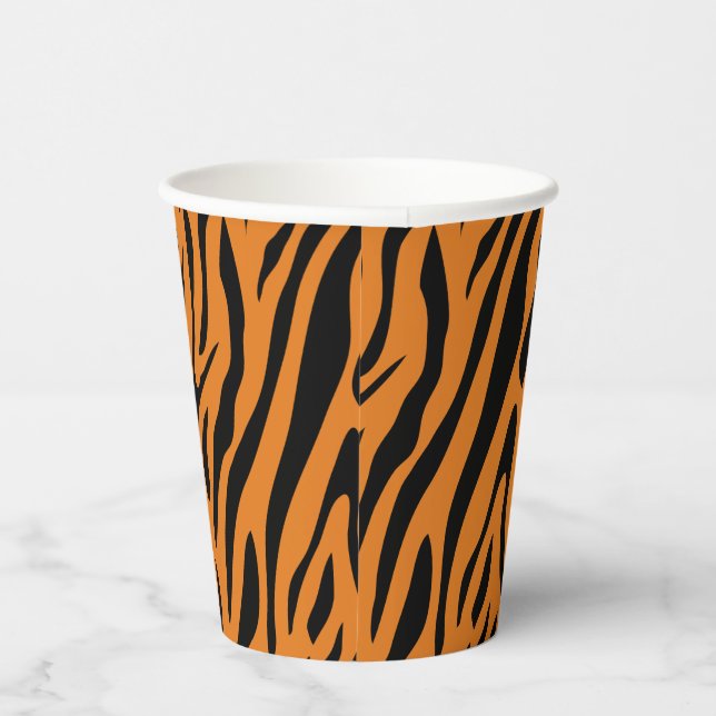 Burnt Orange& Black Tiger Stripes Pattern Paper Cups (Right)