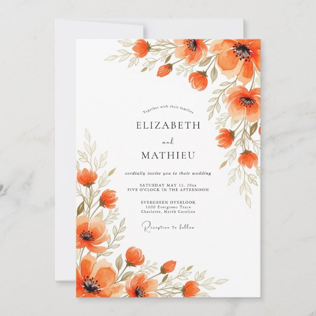 Burnt Orange Blissful Summer Wedding Invitation (Front)
