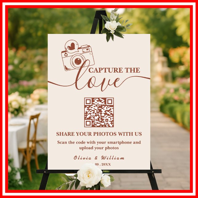 Burnt Orange Boho Capture The Love QR Wedding Sign (Creator Uploaded)