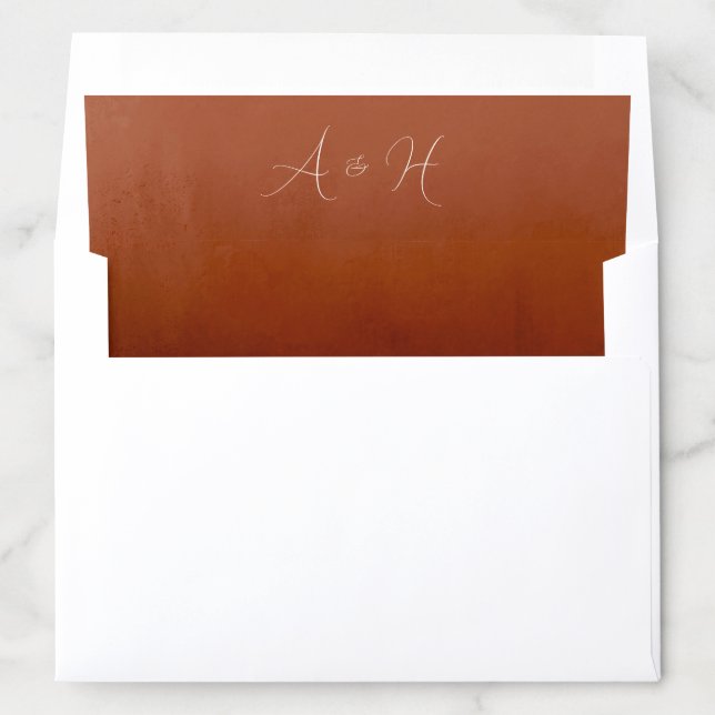 Burnt Orange Boho Modren Script Envelope Liner (In Envelope)