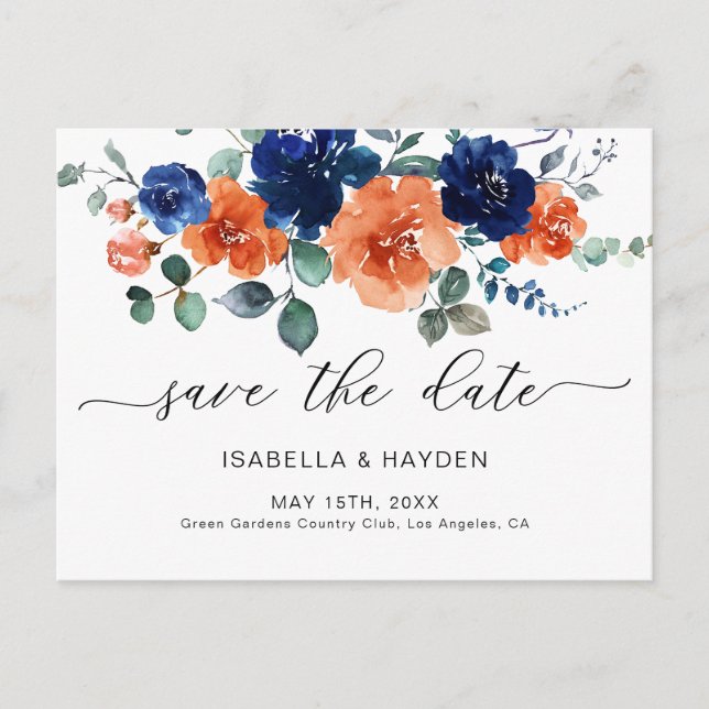 Burnt Orange Boho Pampas Terracotta Save The Date  Announcement Postcard (Front)