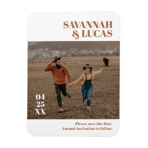 Burnt Orange Boho Photo Save the Date Magnet