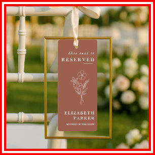 Burnt Orange Boho Reserved Seating Wedding Tag Invitation