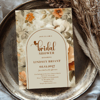Burnt Orange Boho Style Bridal Shower Invitation