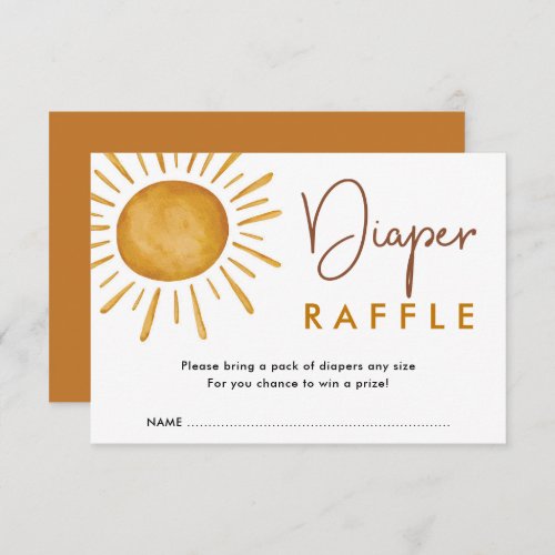 Burnt Orange Boho Sunshine Diaper Raffle Enclosure Card