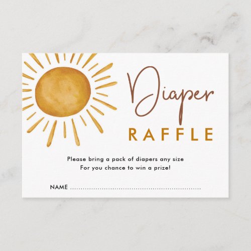 Burnt Orange Boho Sunshine Diaper Raffle Enclosure Card