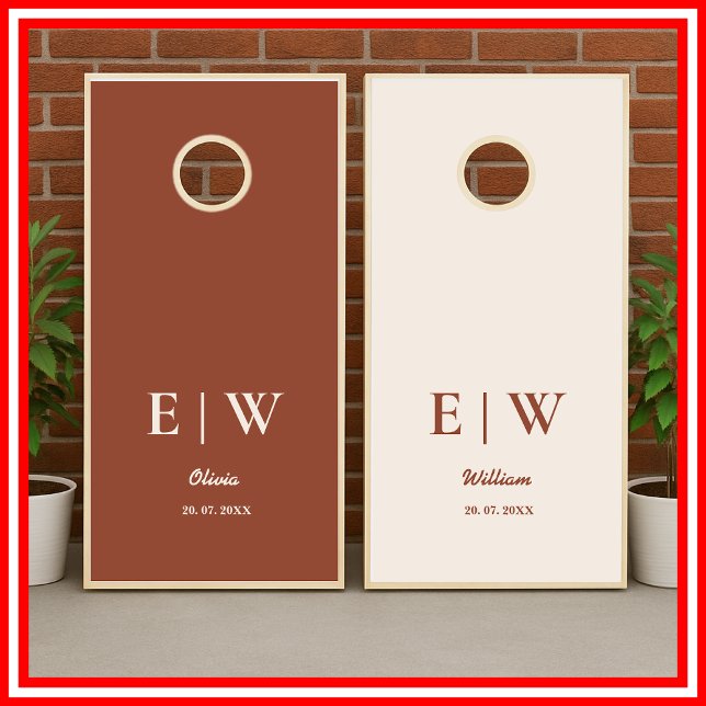 Burnt Orange Boho Terracotta Rustic Wedding Cornhole Set (Creator Uploaded)