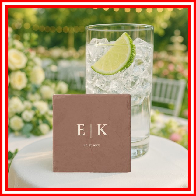 Burnt Orange Boho Terracotta Rustic Wedding Stone Coaster (Creator Uploaded)